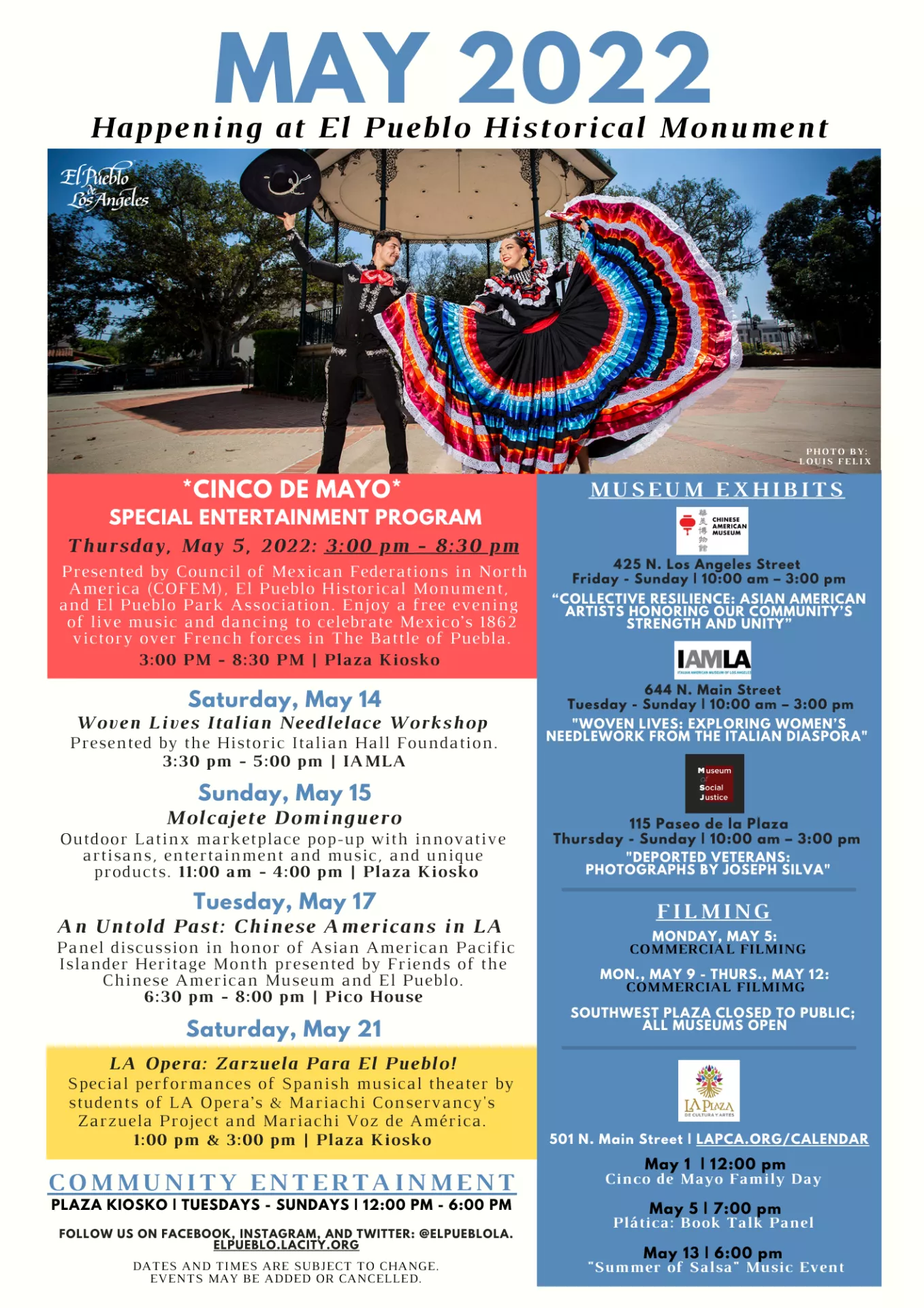 May 2022 El Pueblo Events Calendar 
